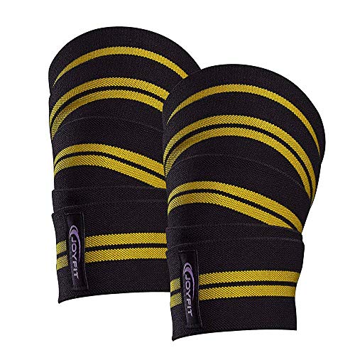JoyFit Knee Wraps -For Home & Gym training, Powerlifting, Weightlifting, Deadlift, Squats, Leg Press, Crossfit, Knee Pain and Sports with Stretchable fabric for Men & Women [Pair] - Image 1