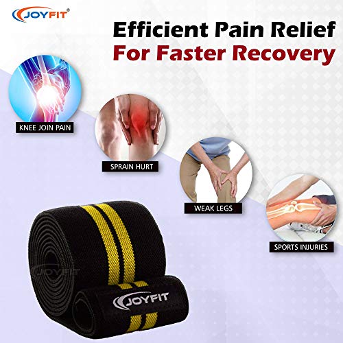 JoyFit Knee Wraps -For Home & Gym training, Powerlifting, Weightlifting, Deadlift, Squats, Leg Press, Crossfit, Knee Pain and Sports with Stretchable fabric for Men & Women [Pair] - Image 5
