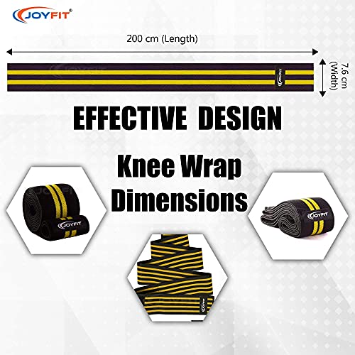 JoyFit Knee Wraps -For Home & Gym training, Powerlifting, Weightlifting, Deadlift, Squats, Leg Press, Crossfit, Knee Pain and Sports with Stretchable fabric for Men & Women [Pair] - Image 3