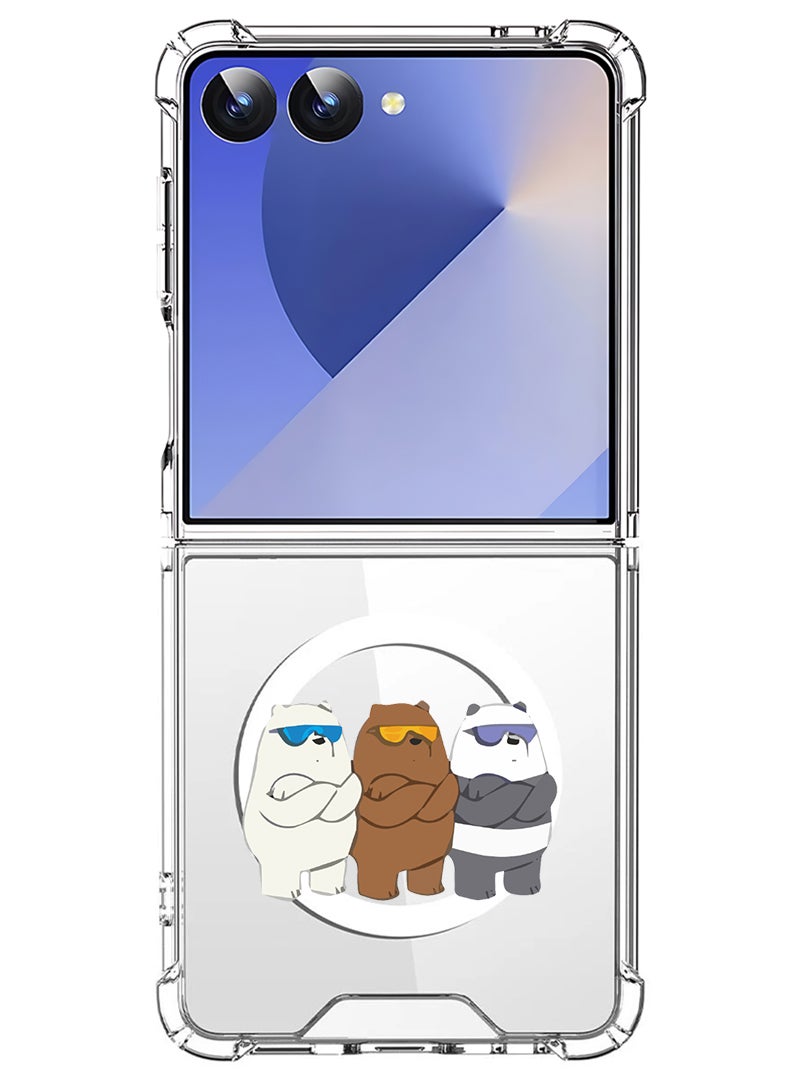 Theodor Magnetic Case for Samsung Galaxy Z Flip 7 Compatible with MagSafe Wireless Charging, Shockproof Phone Bumper Cover Bears Pose - Image 1