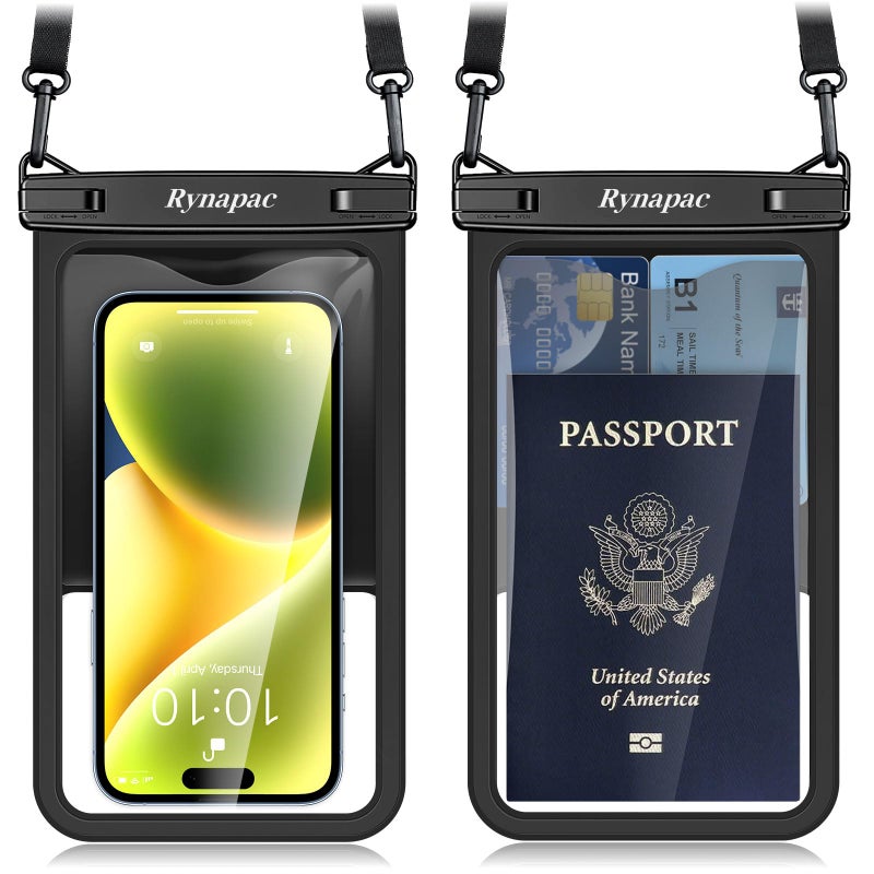 Rynapac [Up to 8.5"] Waterproof Phone Pouch Bag - 2 Pack IPX8 Waterproof Phone Case for iPhone 17 16 15 14 Pro Max Galaxy S26 S25 Ultra, Touchscreen & Underwater Photography, Beach Cruise Travel Essentials - Image 1