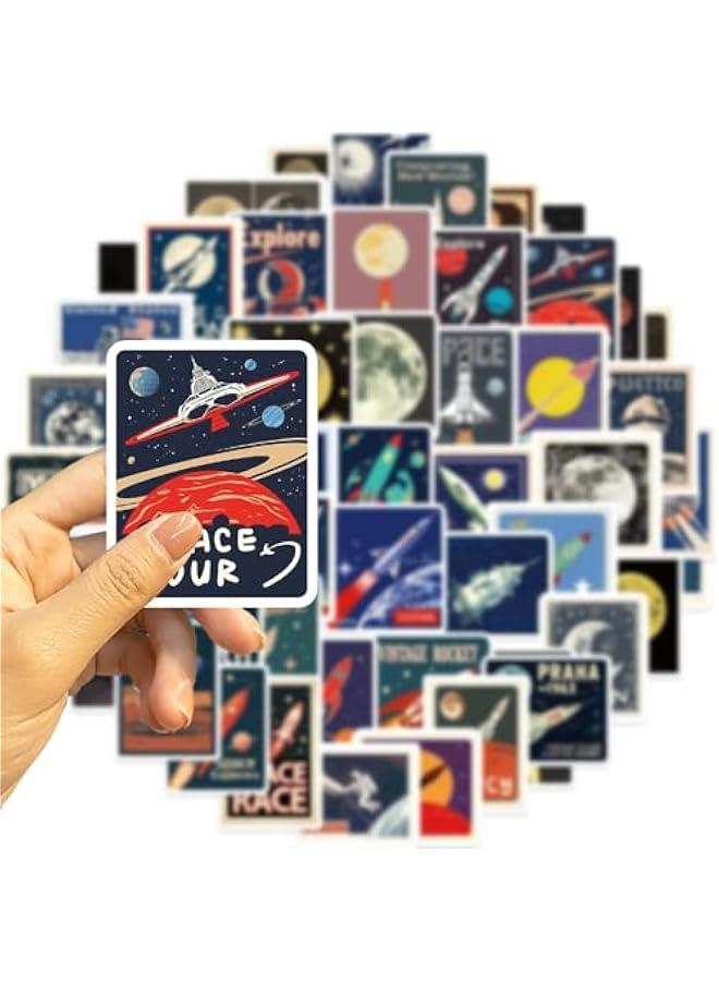 50 Vintage Rocket Stamp Space Travel Planner Stickers for Kids and Outer Space Exploration  - Image 3