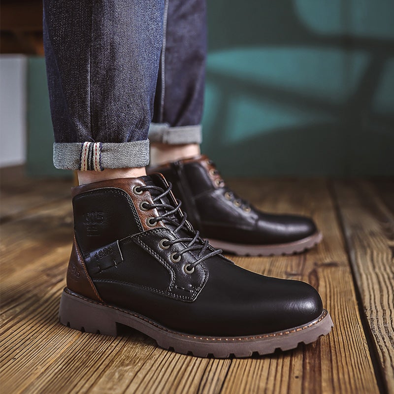 New Martin Boots Shoes Men'S Shoes Retro British Style Leather Boots Fashion High-Top Work Style Boots - Image 5