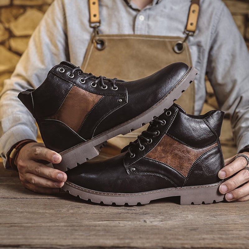 New Martin Boots Shoes Men'S Shoes Retro British Style Leather Boots Fashion High-Top Work Style Boots - Image 1
