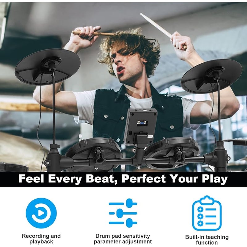 RVONE RED-200 Electronic Drum Set with 4 Quiet Mesh Pads - Image 2