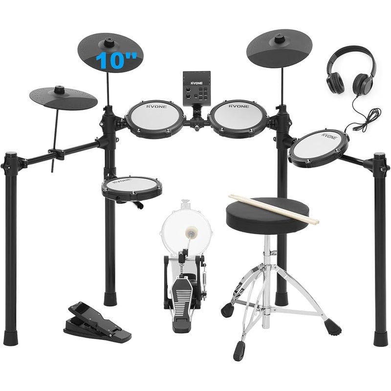 RVONE RED-200 Electronic Drum Set with 4 Quiet Mesh Pads - Image 1