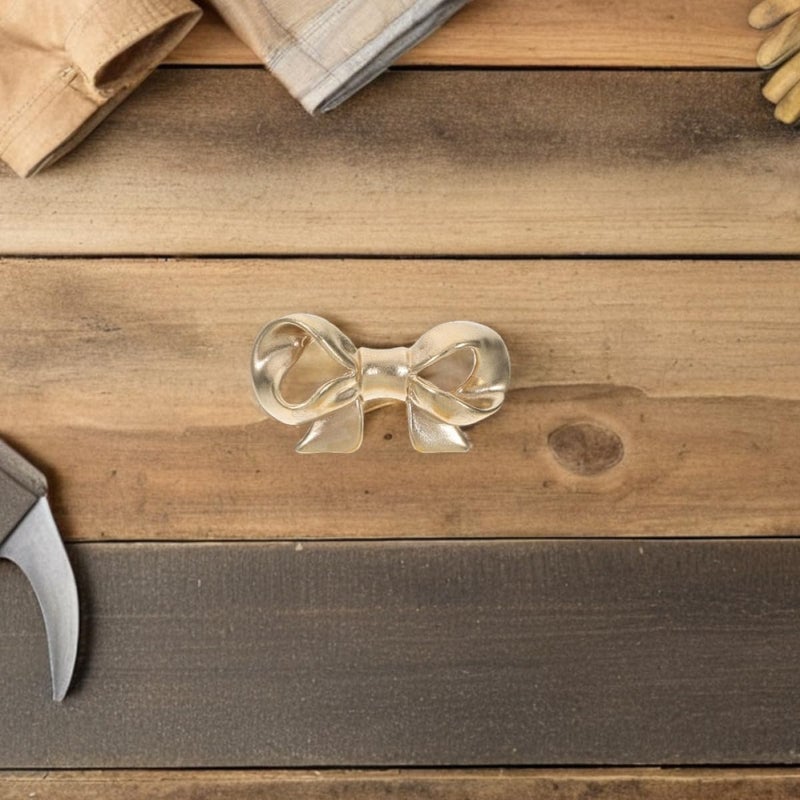 Brass Bow Shaped Cabinet Knob Vintage Dresser Drawer Pull Metal Bowknot Handle Decorative Hardware for Kitchen Cabinets and Dressers - Image 5