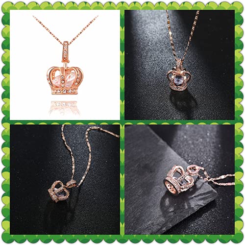 TIDOO Crown Jewelry Womens Queen and Pendant Necklace 3 Lays Rose Gold/Platinum Plated With Austrain Crystals - Image 5