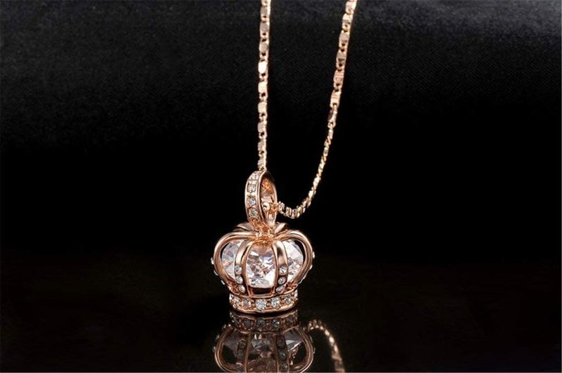 TIDOO Crown Jewelry Womens Queen and Pendant Necklace 3 Lays Rose Gold/Platinum Plated With Austrain Crystals - Image 3