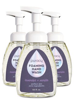 puracy Natural Foaming Hand Soap, Antibacterial Moisturizing Hand Wash, Lavender & Vanilla, 251ml, 8.5 Ounce (Pack of 3)  - Image 1