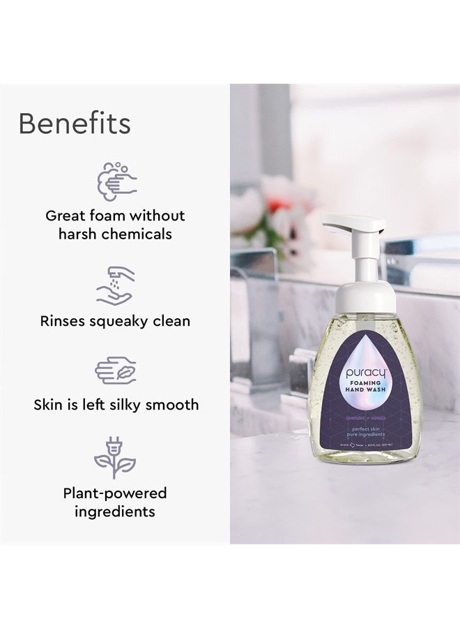 puracy Natural Foaming Hand Soap, Antibacterial Moisturizing Hand Wash, Lavender & Vanilla, 251ml, 8.5 Ounce (Pack of 3) - Image 2