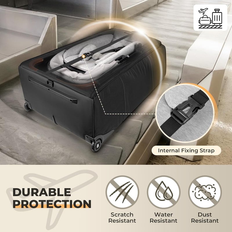 YOREPEK Stroller Bag Compatible with UPPAbaby Vista V2 Vista V3 or Cruz with Rear Wheels Padded Stroller Travel Bag for Airplane with Wheels Foldable Stroller Cover with Storage Pocket All Balck - Image 4
