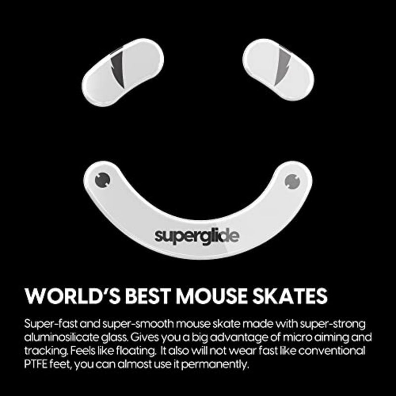 Gaming mouse feet for competitive play, made with ultra-strong flawless glass, black, fastest and smoothest glide with extreme durability - Image 2