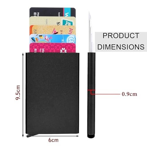 SNDIA 2 Pack Black Metal RFID Protected Aluminum Pop Up Smart Credit Debit ATM Card Holder Wallet for Men Women -(6x0.9x9.5 cm) - Image 2