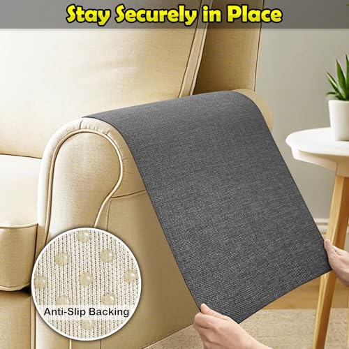 LovoGemy Couch Arm Covers, Waterproof Armrest Cover for Sofa, Armchair, Loveseat, Non-Slip Recliner Arm Cover, Sofa Arm Covers, Headrest Covers, Arm Chair Covers Set of 2 (Dark Gray, 24"×20") - Image 5