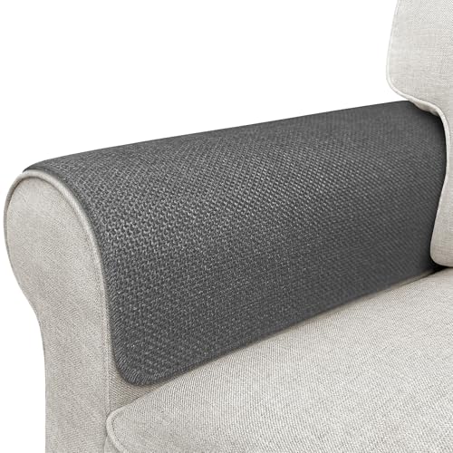 LovoGemy Couch Arm Covers, Waterproof Armrest Cover for Sofa, Armchair, Loveseat, Non-Slip Recliner Arm Cover, Sofa Arm Covers, Headrest Covers, Arm Chair Covers Set of 2 (Dark Gray, 24"×20") - Image 1