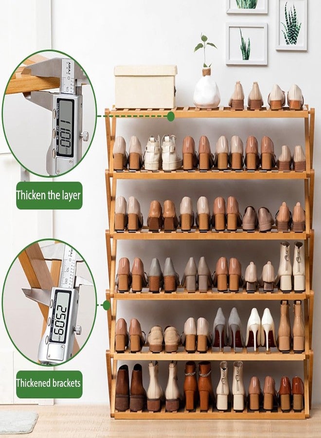 HGLuKGO Bamboo Shoe Rack,Portable Folding Shoe Storage Rack,Without Installation Shoe Organizer for Corridors, Bedrooms and Other Spaces (3 Tier) - Image 4