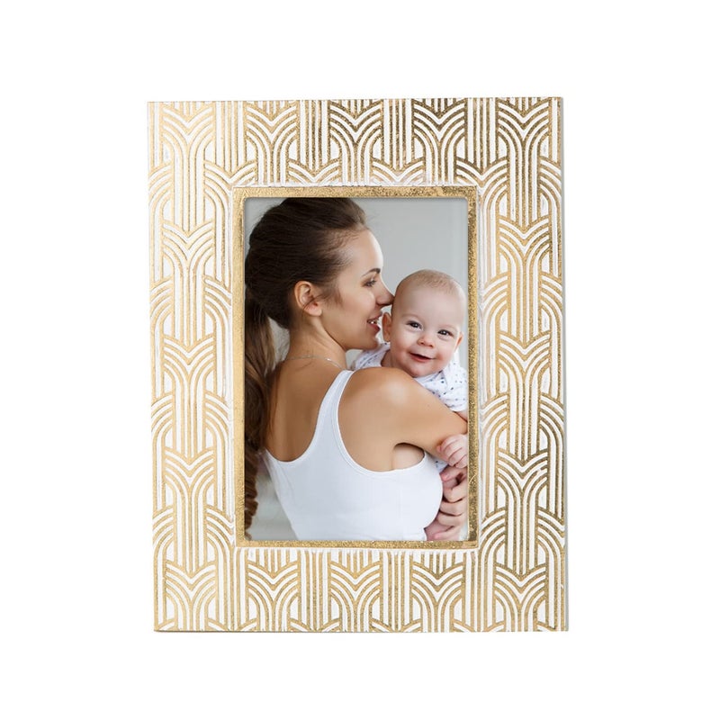 Kimdio 4x6 Picture Frame Resin Table Gold Photo Frames Rustic Frame with High Definition Glass for Wall or Tabletop Display - Image 1