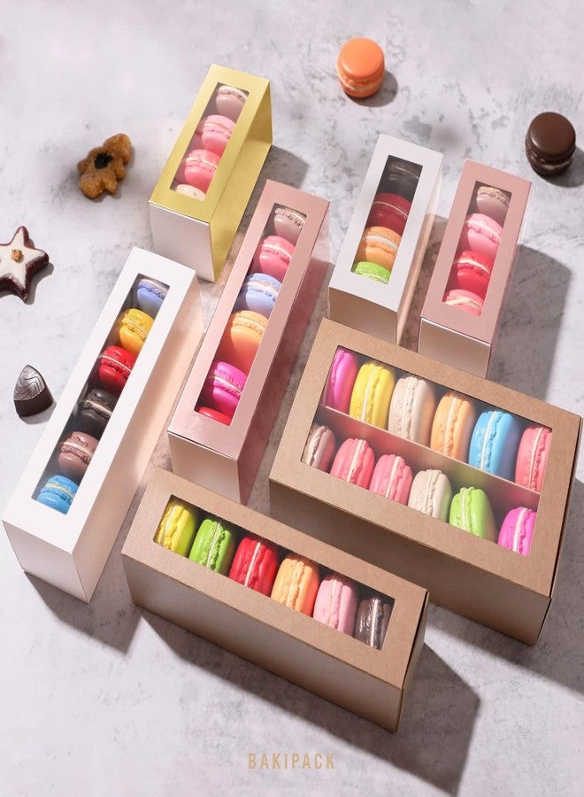 BAKIPACK 30 Macaron Boxes for 4 or 5 Macarons Gold Macaron Gift Boxes, Candy Boxes, Macarons Box with Clear Window (Interior Measurement 4.8" x 1.9" x 1.9" without Macaron inside) - Image 5