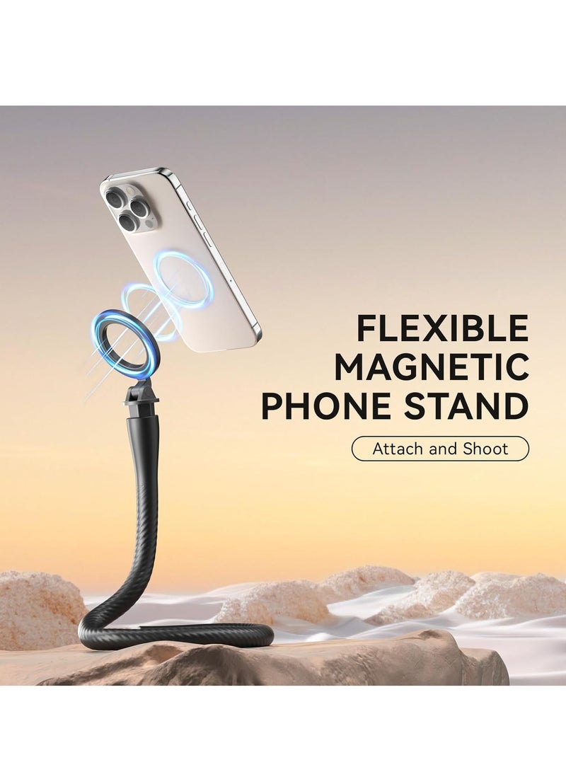 Magnetic Flexible Phone Mount Clamp, Tripod Stand Stick Pole, Adjustable Gooseneck Tripod, Phone Holder Attach Stand Accessories Arm Mount, for Phones, Stroller Treadmill Tube Bike Motorcycle, Black - Image 5