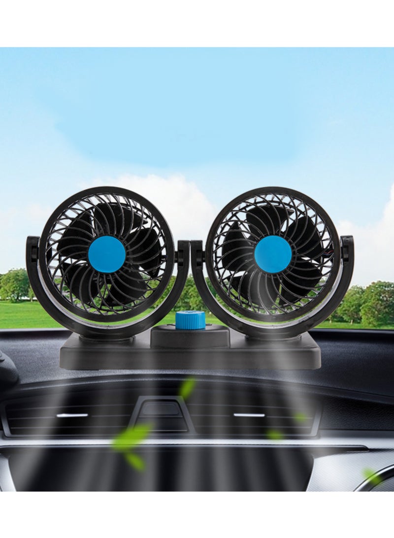 Loquat 360 degree rotatable double head car fan - Image 1