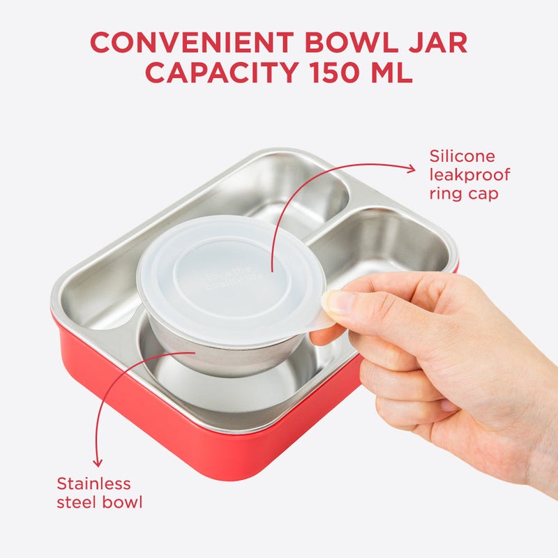 Hydrobrew Steel Core Lunch Box 750ml + 150ml Food Jar w/ cutlery, Stainless Steel, Leakproof - PINK SORBET - Image 4