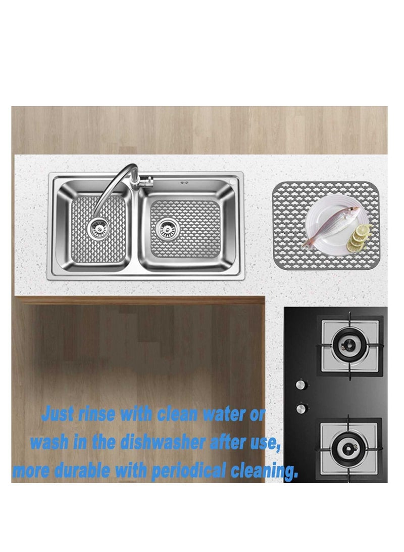 KASTWAVE Kitchen Sink Protector Mat Silicone Folding Heat Resistant Non-Slip Mats Grid Accessory Grey for Bottom of Farmhouse Stainless Steel Porcelain - Image 3