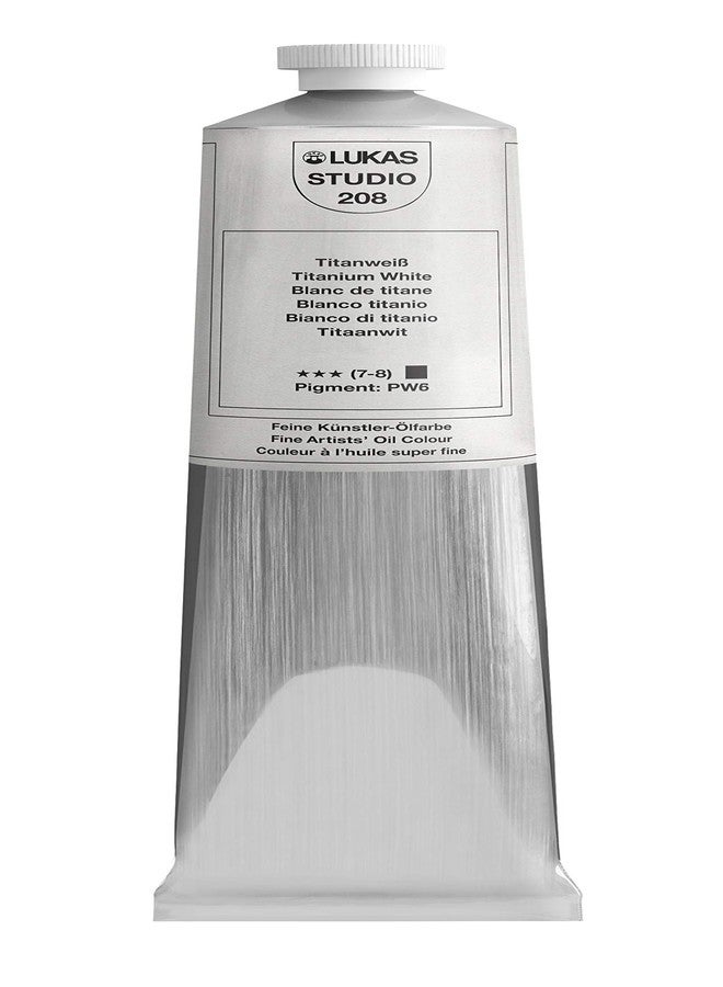 Lukas Studio Artist Oil Color Paints - High-pigment oil paint made with natural binder for artist, painting, & more! - [Titanium White - 200 mL] - Image 1