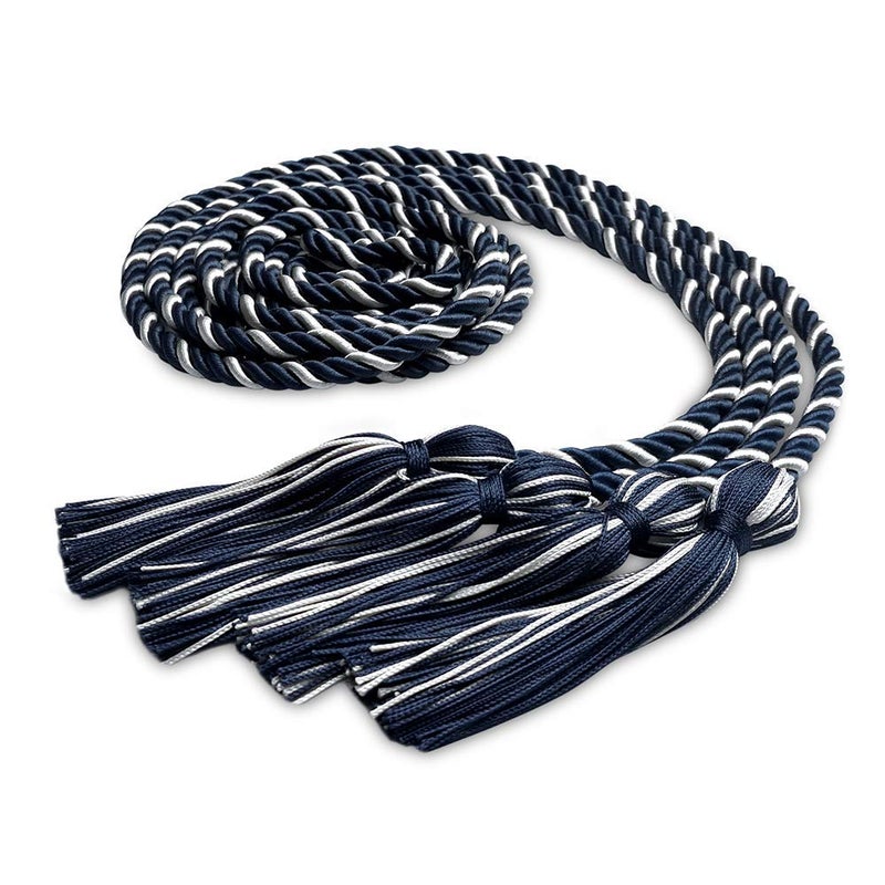 Endea Graduation Double Honor Cord TwoColor Navy BlueWhite