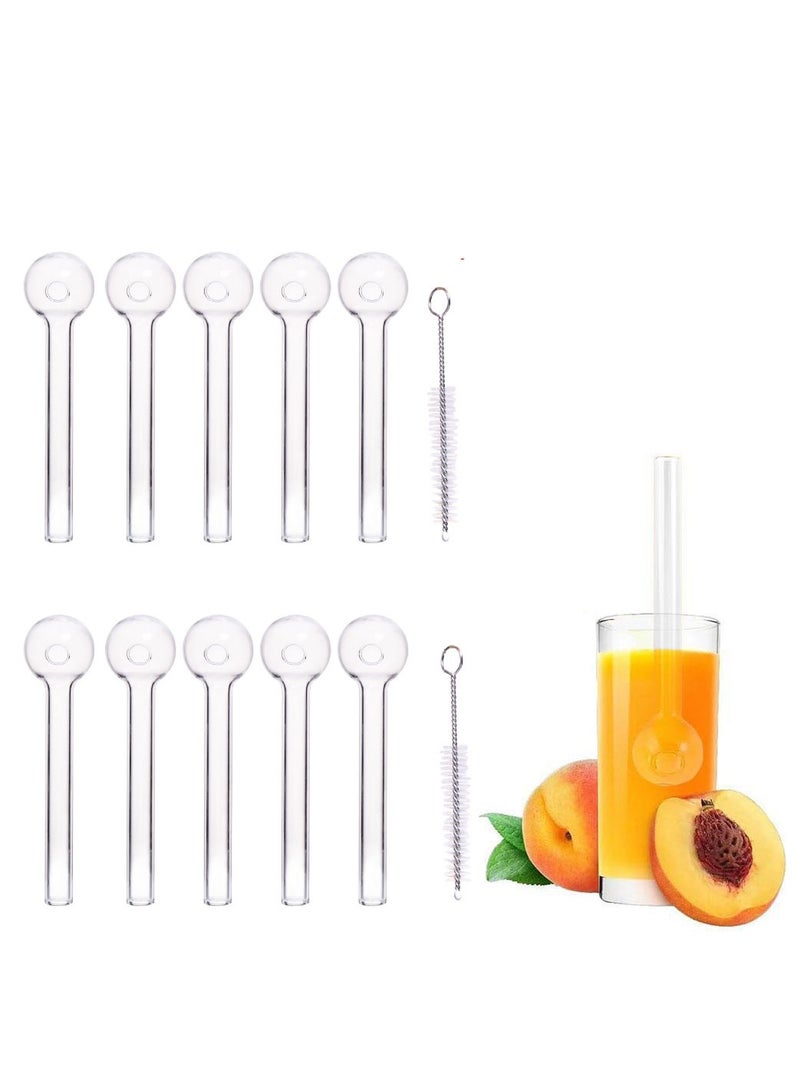 KBKBART 10 Pcs Reusable Glass Drinking Straw Set, Transparent, Durable, 10cm (4-inch) - Image 1