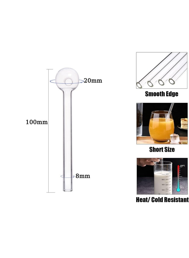 KBKBART 10 Pcs Reusable Glass Drinking Straw Set, Transparent, Durable, 10cm (4-inch) - Image 3