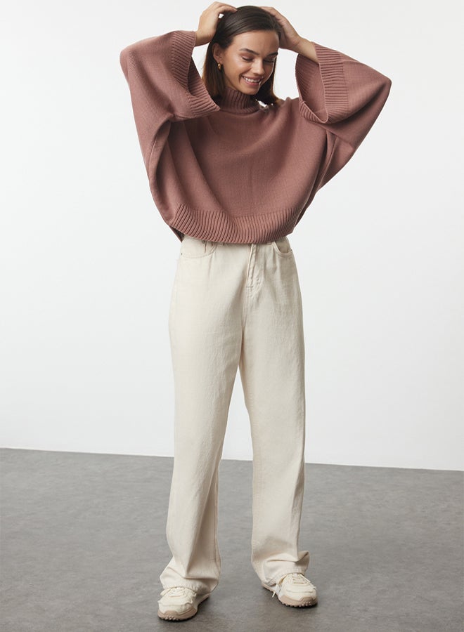 trendyol Dusty Rose Wide Pattern Spanish Sleeve Knitwear Sweater - Image 2