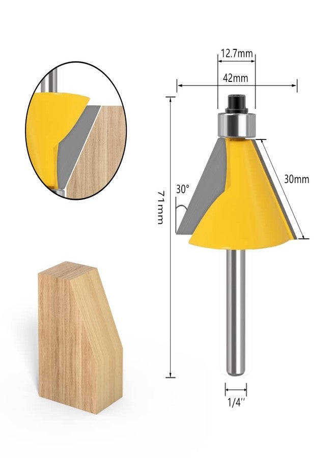 WSOOX 5PCS Chamfer Router Bits with 1/4" Shank Bevel Edge Forming Router bits (11.25°,15°,22.5°,30°,45°.) - Image 5