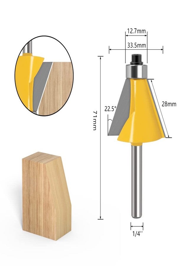 WSOOX 5PCS Chamfer Router Bits with 1/4" Shank Bevel Edge Forming Router bits (11.25°,15°,22.5°,30°,45°.) - Image 4