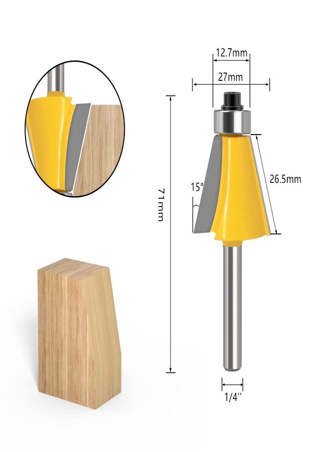 WSOOX 5PCS Chamfer Router Bits with 1/4" Shank Bevel Edge Forming Router bits (11.25°,15°,22.5°,30°,45°.) - Image 3