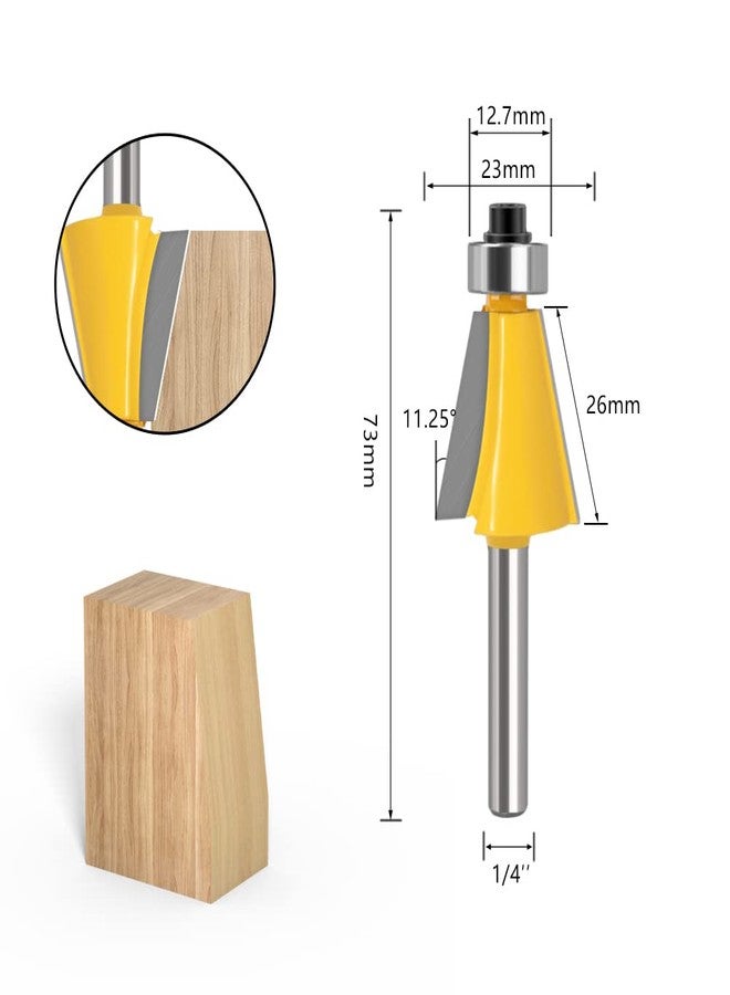 WSOOX 5PCS Chamfer Router Bits with 1/4" Shank Bevel Edge Forming Router bits (11.25°,15°,22.5°,30°,45°.) - Image 2