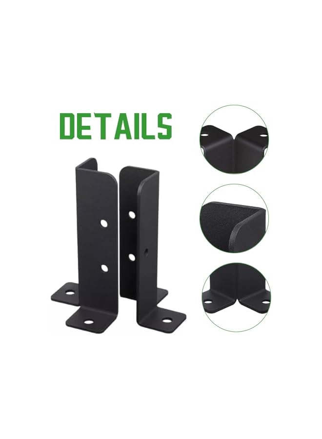 PROMASS promass 4 Pcs Post Base Brackets, Adjustable Metal Post Anchors with Black Powder-Coat Finish, 2 mm Thick Rust-Resistant Brackets for Decks, Fences, Mailboxes, Easy Installation with Pre-Drilled Holes  - Image 3