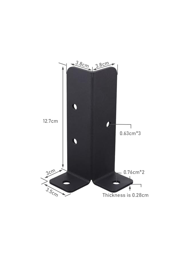 PROMASS promass 4 Pcs Post Base Brackets, Adjustable Metal Post Anchors with Black Powder-Coat Finish, 2 mm Thick Rust-Resistant Brackets for Decks, Fences, Mailboxes, Easy Installation with Pre-Drilled Holes  - Image 2