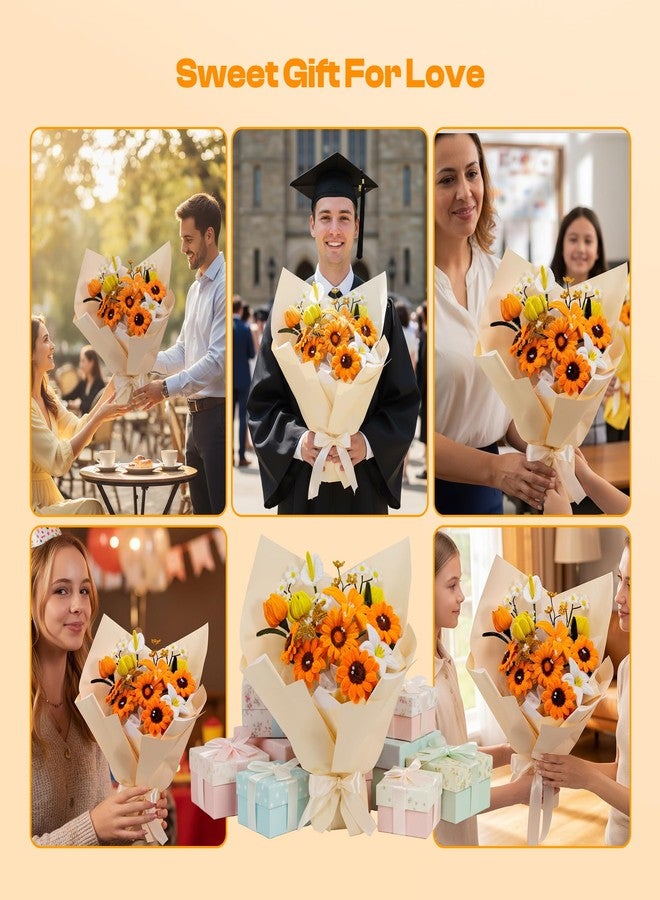 Caydo 700PCS Pipe Cleaners Flower Kit, Yellow Chenille Stems Bulk with Floral Wires, Ribbons, Tapes, Stamens, Glue Sticks for Making Craft Pipe Cleaner Bouquets - Image 2