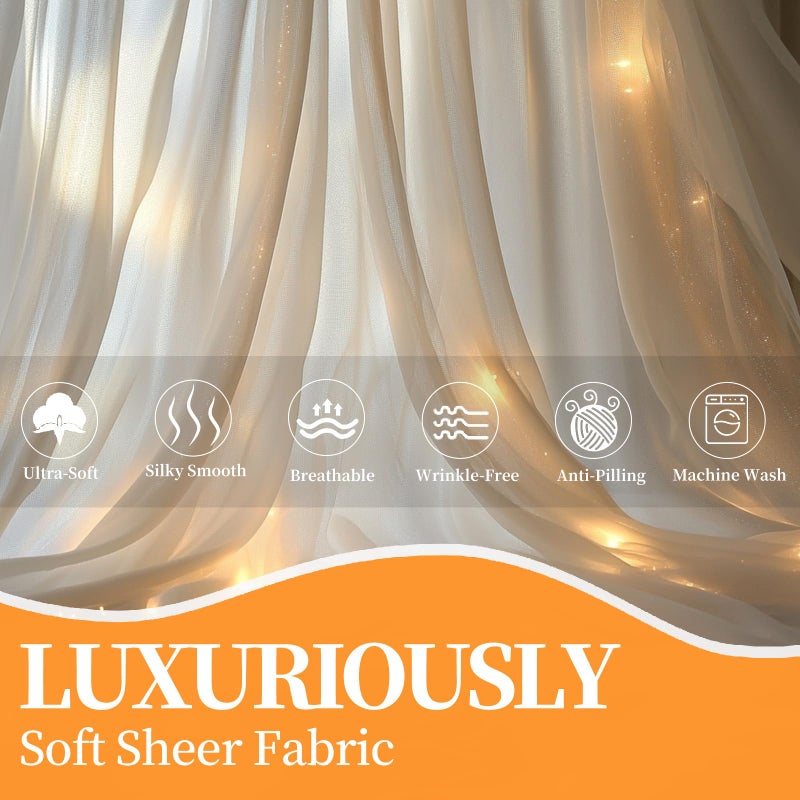 Patioman 10x8ft White Tulle Backdrop Curtain with Lights, Wrinkle-Free Sheer Wedding Backdrop for Birthday Parties, Baby Showers, Bridal Showers, Photo Shoots and Home Decorations, White - Image 5