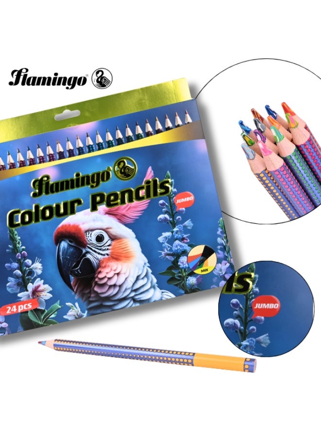 أقلام تلوين فلامنغو جامبو – 24 لونًا رائعًا – تلوين سلس – عبوة 24 قلم - Image 2