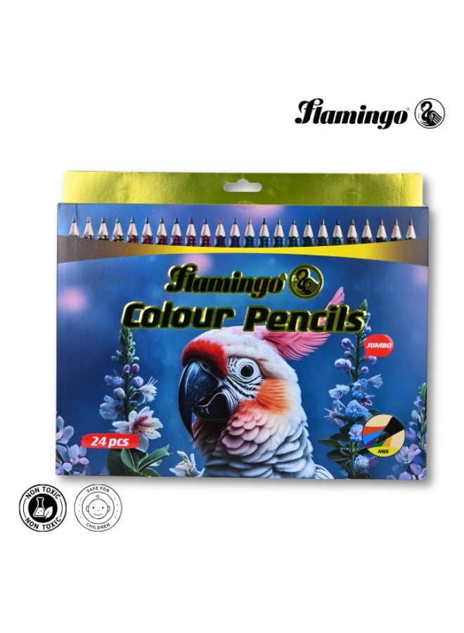 أقلام تلوين فلامنغو جامبو – 24 لونًا رائعًا – تلوين سلس – عبوة 24 قلم - Image 1