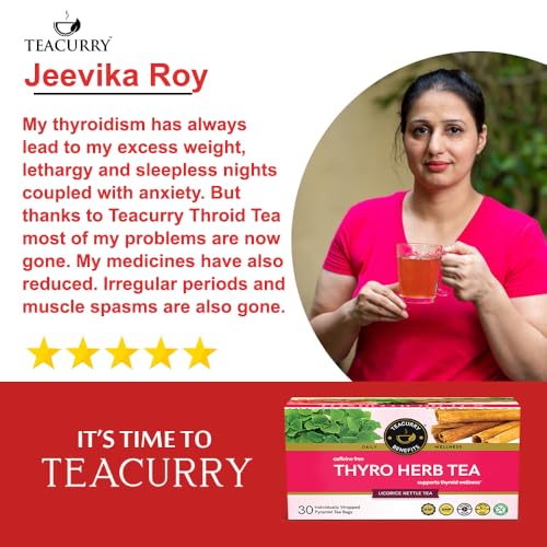 TEACURRY Thyroid Tea Bags|30 Tea Bags,1 Month Pack|Helps With Thyroid Support (Tsh T3 T4),Manage Weight,50 Gram - Turmeric - Image 3