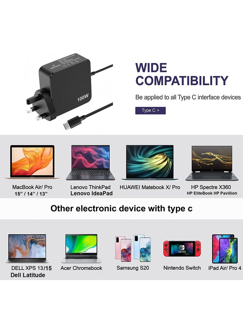 SMART SOURCE 100W USB-C Laptop Charger with UK Plug, Fast Charging Power Adapter for MacBook Pro/Air, 15"/ 14"/ 13", iPad, Dell, HP, Lenovo, ASUS, Samsung, Smartphones & Tablets – SMART SOURCE Type-C Charger - Image 3