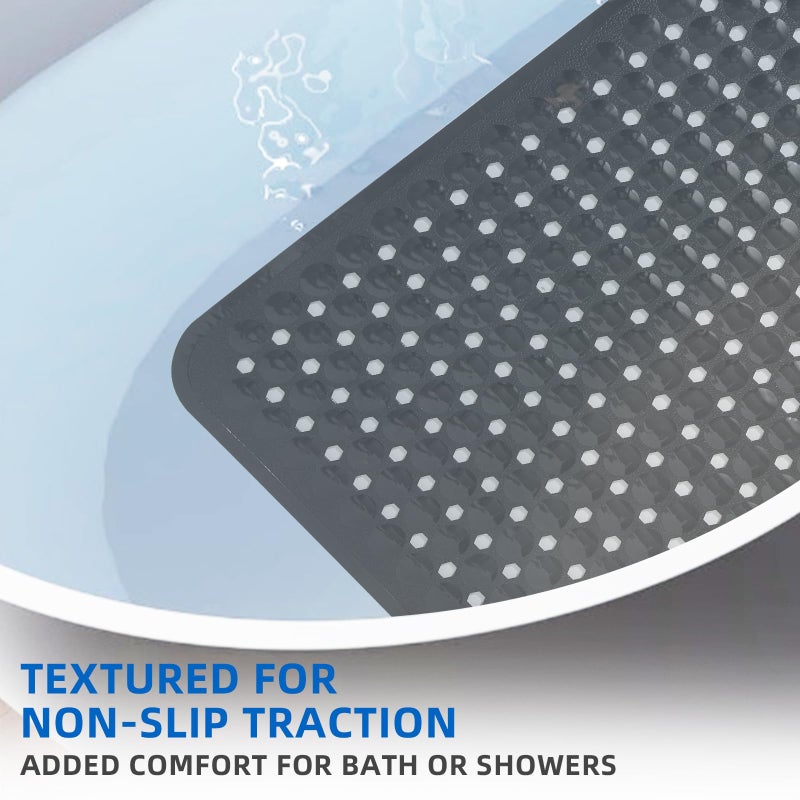 MOONFLY Shower and Bathtub Mat,40x16 Inches,Extra Long Non Slip Mats with Suction Cups and Drain Holes, Machine Washable and Anti Slip Bathmats, Bathroom Mats for Tub Nonslip (Black) - Image 4