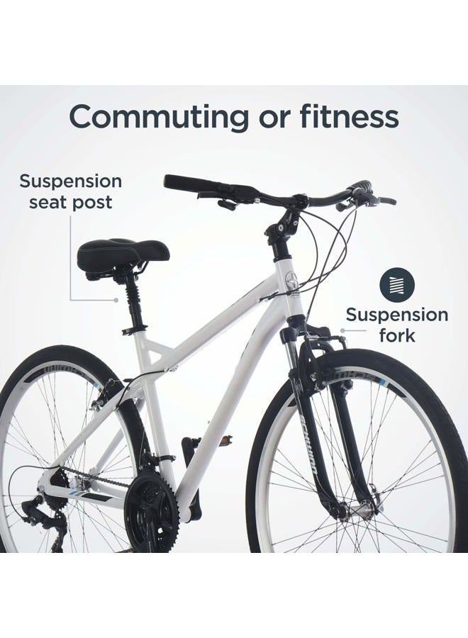 SCHWINN دراجة هجين للرجال 3.0، عجلات 700c، 21 سرعة، إطار 18 بوصة، فرامل سحب خطية من سبائك الألومنيوم، أبيض - Image 2