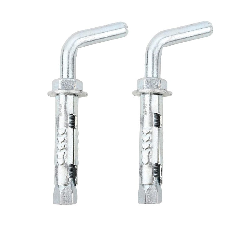 Lovely Mild Steel LHook Fastener Geyser Hook Hanger 10x100 mm Silver Set of 2 Pcs - Image 1