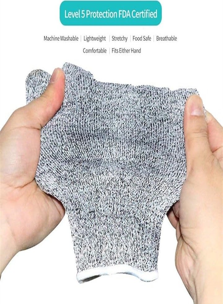 2 Pairs of Upgraded Cut Resistant Gloves with Grip Points - Food Grade - Level 5 Protection, High Performance Kitchen Work Safety Cutting Gloves for Food Prep, Oyster Shucking, Fish Filleting, Meat Cutting and Wood Carving - Image 5