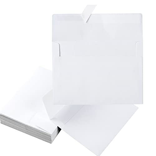 Wishop 50 Pack 5 x 7 Envelopes Colored Self Seal for Wedding, Party Invitations, Greeting Cards, Announcements, Photos, 5.24 x 7.21 Inches (White) - Image 1