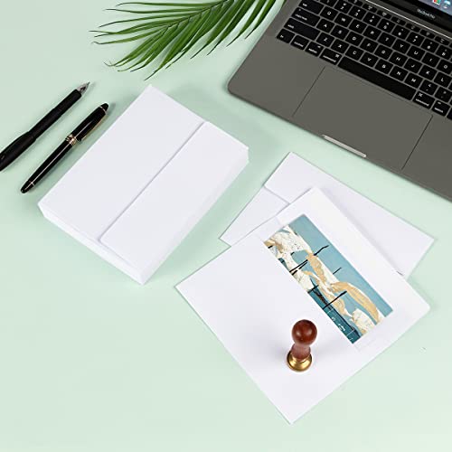 Wishop 50 Pack 5 x 7 Envelopes Colored Self Seal for Wedding, Party Invitations, Greeting Cards, Announcements, Photos, 5.24 x 7.21 Inches (White) - Image 4